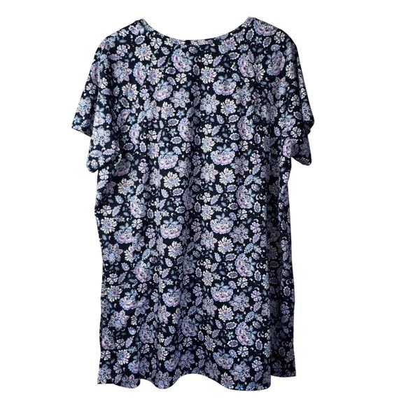 J. Jill Fit Supreme Stretch Tunic Top Navy Purple Pink Floral Print Women’s XL - Picture 2 of 4